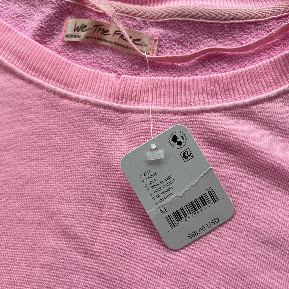 NWT Free People We The Free Camden Cropped Sweatshirt Pink Flame Sz Medium - Picture 7 of 13